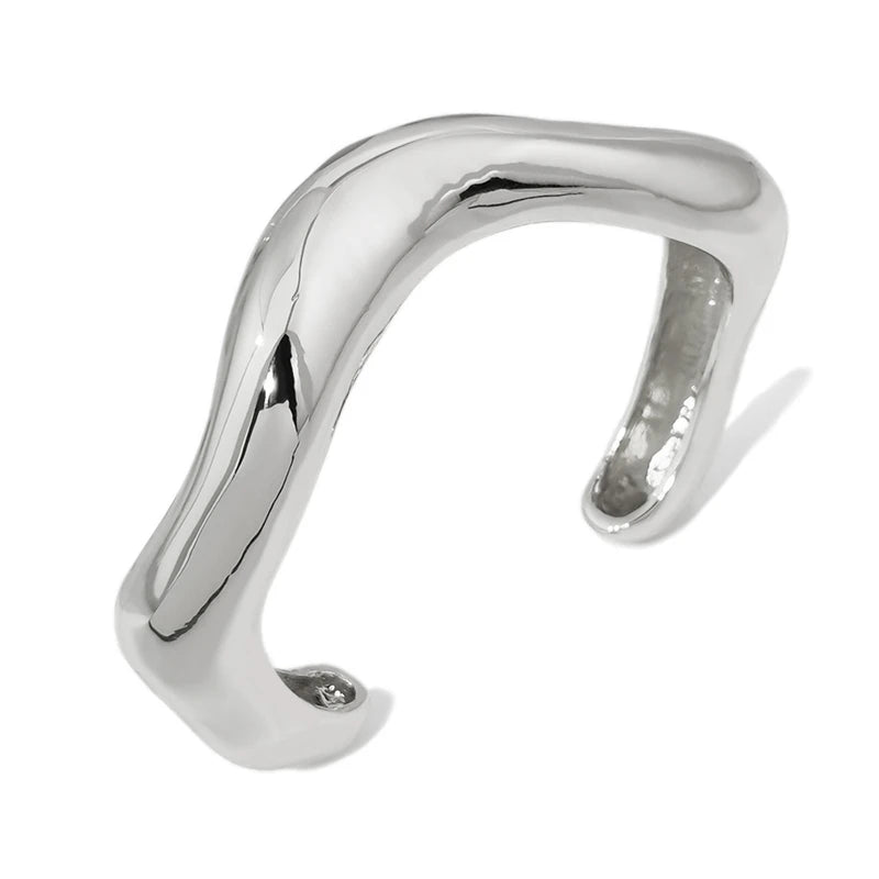 Exaggerated thick heavy metal cuff bracelet – punk, gothic, irregular wide arm jewelry for men & women.